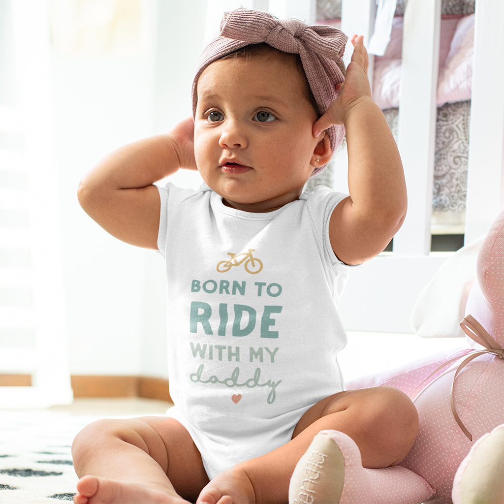 Organic Cotton 'Born To Ride With My Daddy' Baby Grow