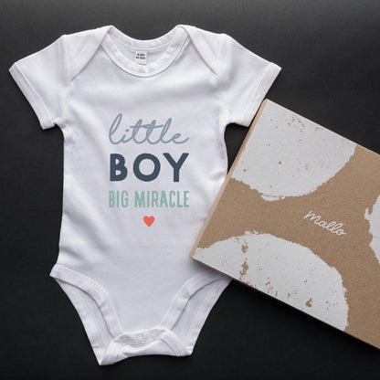 Organic Cotton 'Little Boy Big Miracle' Baby Grow